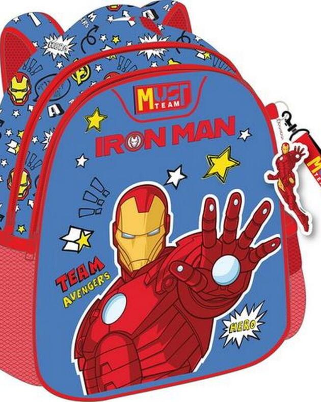 Ruksak vrtićki Must team Iron man s 2 pretinca (i privjeskom za ključeve)  27x10x31cm 506355 