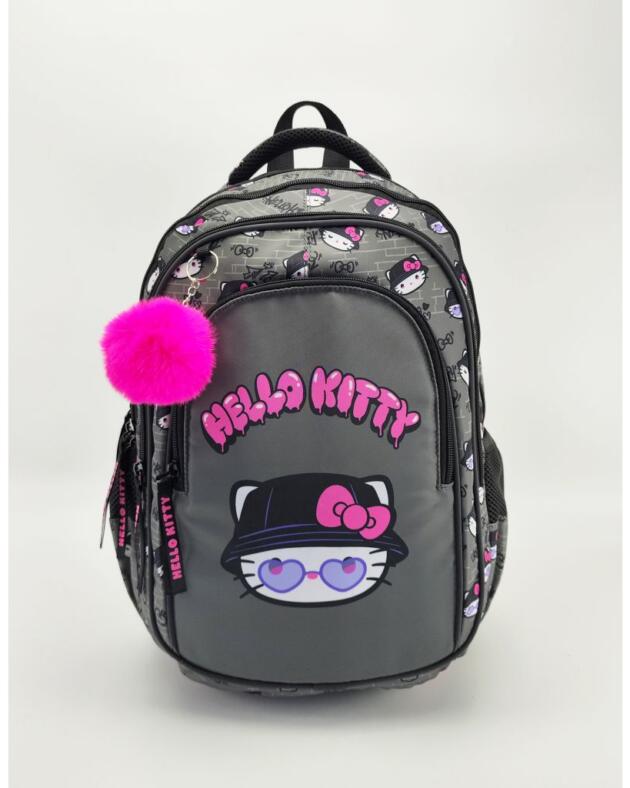 Ruksak školski St.Right Hello Kitty 16" sivi 