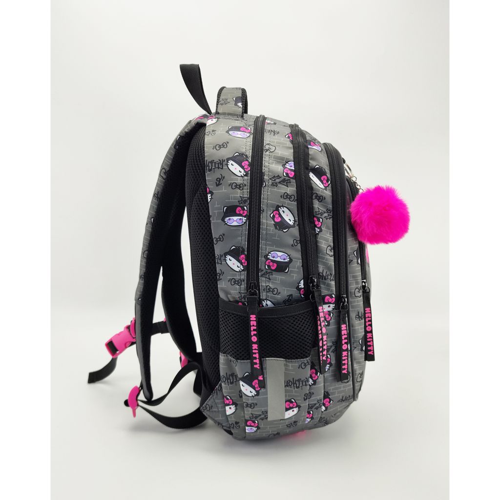 Ruksak školski St.Right Hello Kitty 16" sivi